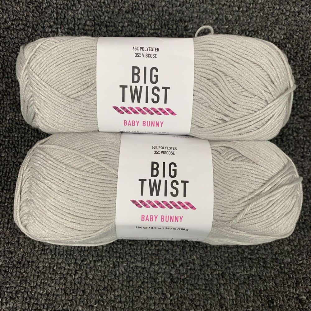 Lot Of 2 Big Twist Baby Bunny Light Gray Yarn 3.5 oz 284 yds Ea Super Fine Rare